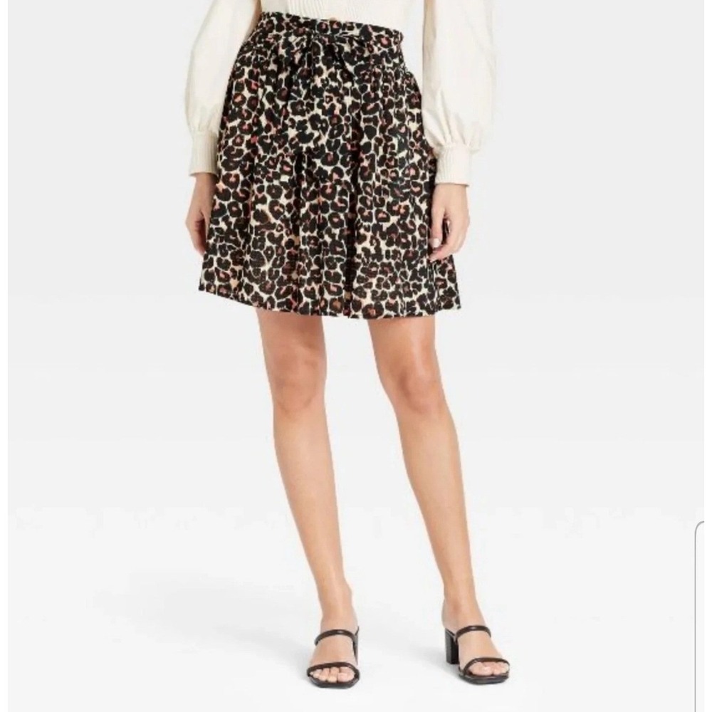 Who What Wear Leopard Print Mini Skirt in Black, Brown, Cream